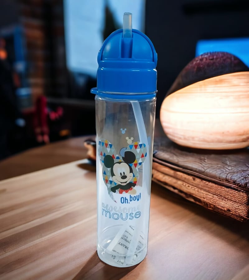 Baby Sipper Water Bottle With Straw Sippy Cup Mickey Mouse Theme (Pack of 1, Blue) view 2